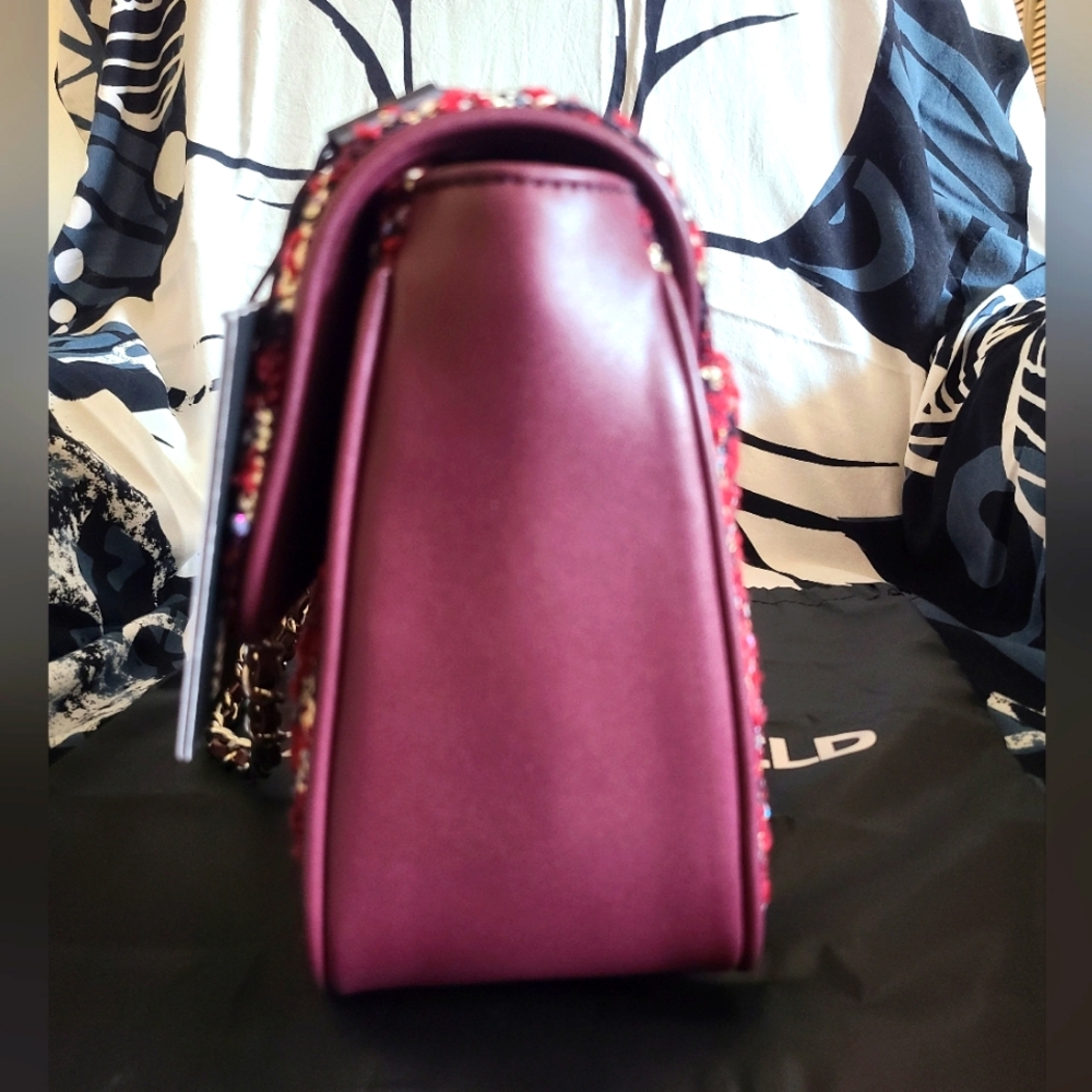 🪷💐NWT Authentic Karl Lagerfeld Paris Medium Agyness Tweed shoulder bag🪷💐 - Picture 8 of 11